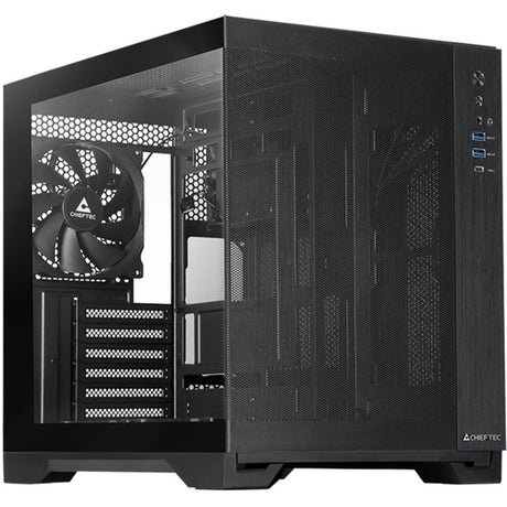 Chieftec Visio Air Midi Tower Gehäuse (schwarz | 2x USB-A | 1x USB-C | gehärtetes Glas)