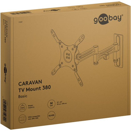 Goobay TV-Wandhalterung Caravan Fullmotion (m), 13 bis 43 Zoll Wandmontage (Silber)