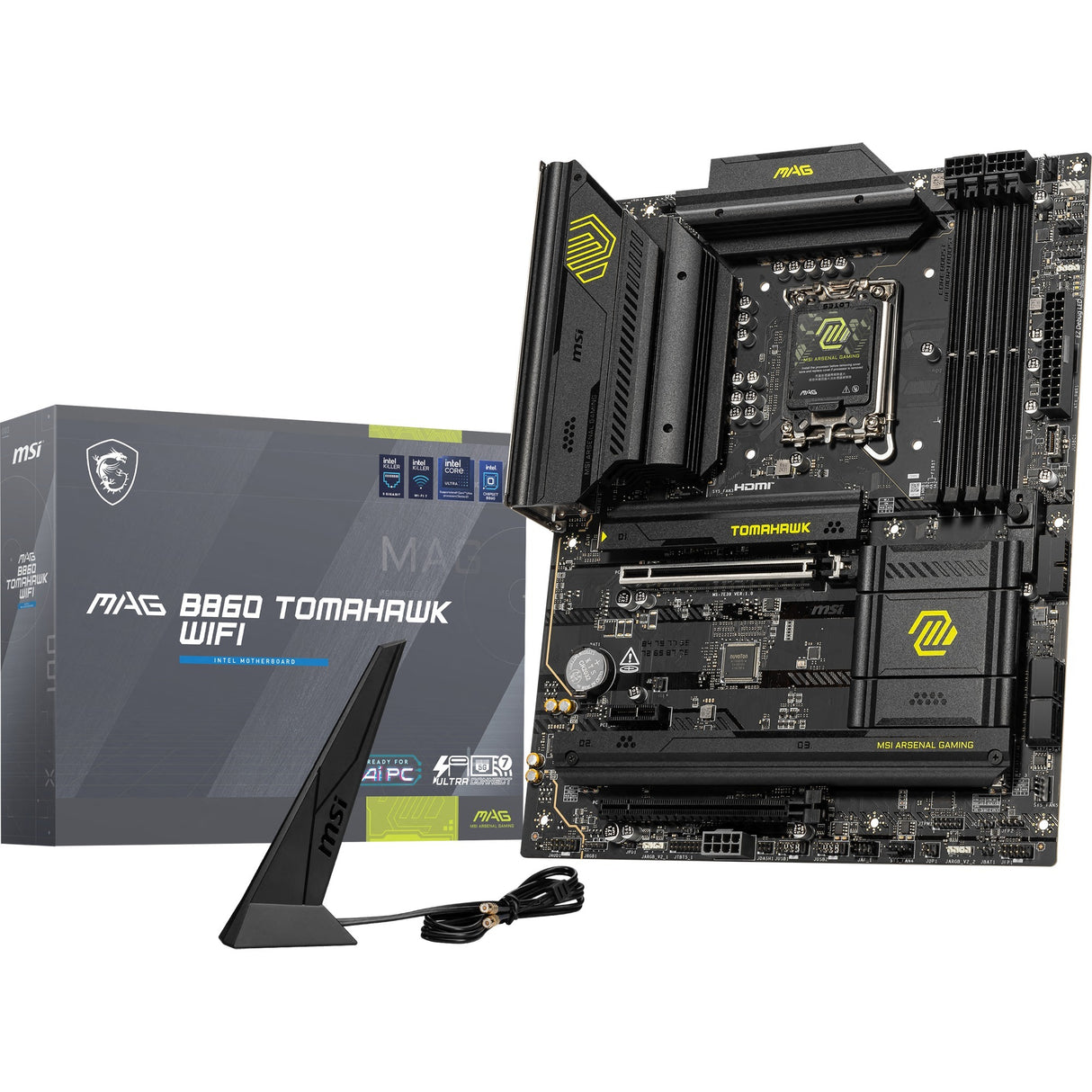 MSI Mag B860 Tomahawk WiFi Socket 1851 Motherboard (RAID, 5GB-LAN, WiFi 7, BT, Sound, ATX)