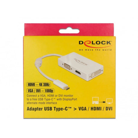 Delock USB-C > VGA HDMI DVI Adapter (weiß, 0,13 Meter)