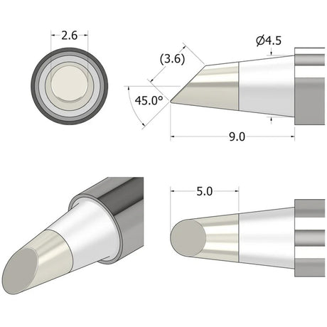 Ifixit Fixhub-Lötspitze, konisch abgeschrägt, 2,6 mm Lötkolben (Silber)