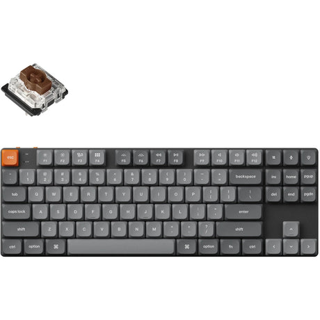 Mechanische Tastatur Keychron K1 Max-H3 RGB (schwarz, US-Layout (QWERTZ), Gateron Low Profile 2.0 mechanisch braun, 75 %, RGB-LEDs, Double-Shot PBT, Hot Swap, 2,4 GHz | Bluetooth 5.1 | USB-C)