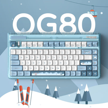 Iqunix OG80 Wintertide kabellose mechanische Tastatur (hellblau, US-Layout (QWERTY), Iqunix Moonstone Turbo, 80 % (TKL), RGB-LEDs, Hot-Swap-fähig, PBT, 2,4 GHz | Bluetooth 5.1 | USB-C)