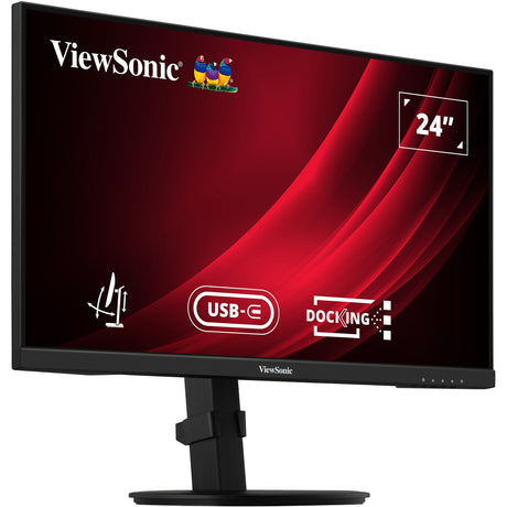 Viewsonic vg2409u-2 ergonomische docking monitor 24 (zwart (mat), 1x displayport, 1x hdmi, 1x usb-c, 2x usb-a, 1x rj-45)