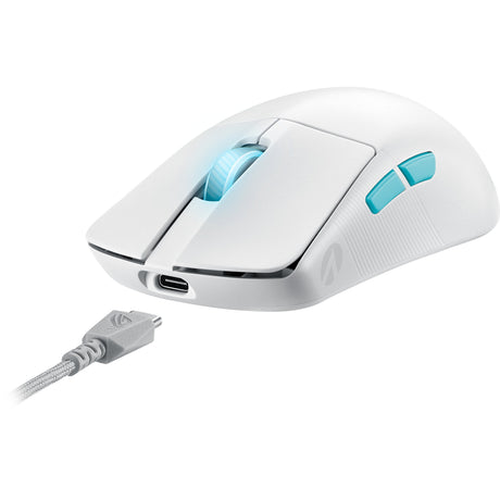 Asus Rog Harpe Ace Aim Lab Edition Gaming-Maus (weiß, 100–36.000 dpi, USB 2.0, 2,4 GHz, Bluetooth, RGB-LEDs)