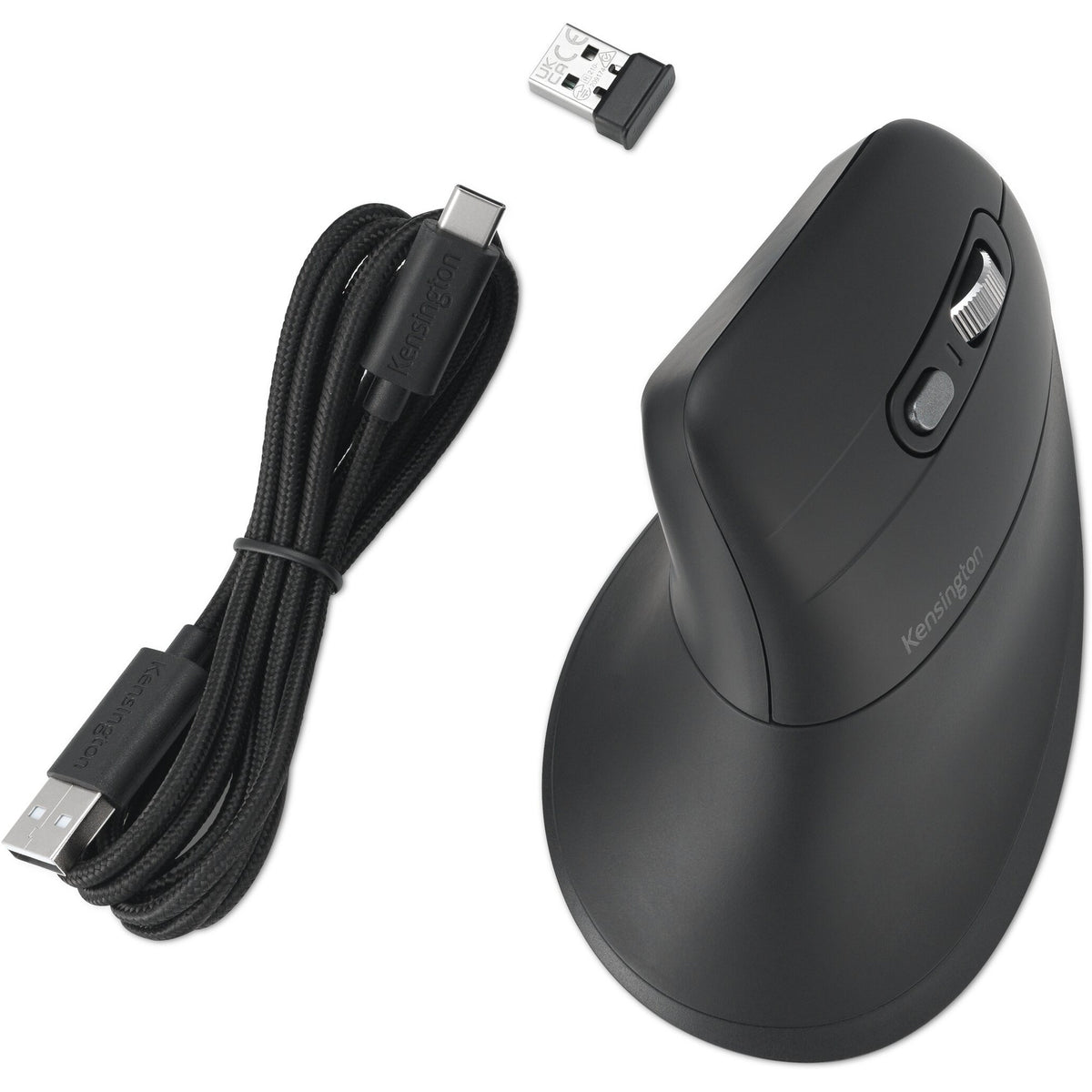 Kensington Pro Fit Ergo My630 EQ wiederaufladbare Maus (schwarz, 1000–2400 dpi, Bluetooth, 2,4 GHz)