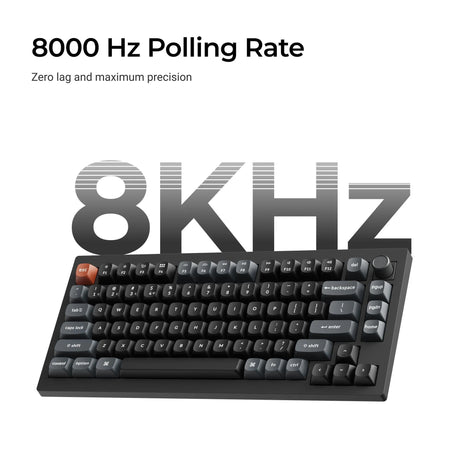 Keychron v1 Ultra 8K kabellose, benutzerdefinierte mechanische Tastatur (Schwarz, US-Layout (QWERTZ), Seidenbommelbraun, 75 %, RGB, Hot-Swap, 2,4 GHz | Bluetooth 5.3 | USB-C)