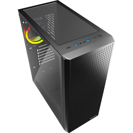 Sharkoon vs9 RGB schwarzes Midi-Tower-Gehäuse (schwarz | 2x USB-A | 1x USB-C | RGB | gehärtetes Glas)