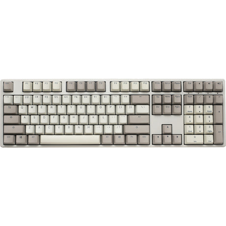 Mechanische Vintage-Tastatur von Ducky Origin (Grau, US-Layout (QWERTY), Cherry MX Red, 100 %, Hot-Swap, PBT-Double-Shot-Tastenkappen)