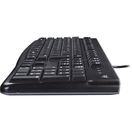 Logitech-Tastatur K120 für Unternehmen (Schwarz, EU-Layout (QWERTY), Gummikuppel, 100 %)