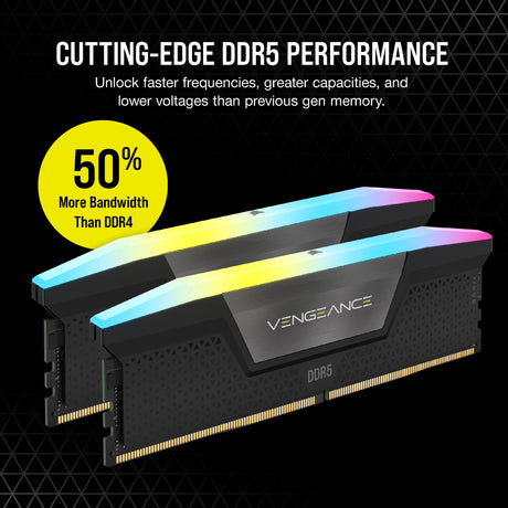 Corsair vengeance rgb 32 gb ddr5-6000 (2x 16 gb) werkgeheugen (zwart, cmh32gx5m2d6000z38, xmp, expo)