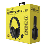 Hator hyperpunk 3 usb over-ear gaming headset (zwart, virtual 7.1 surround sound, usb-a usb-c bluetooth)
