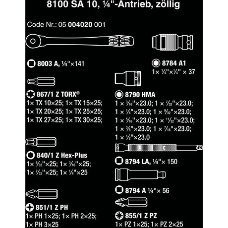 WAA 8100 SA 10 Zyklop Metall RETEST SET, 1 4