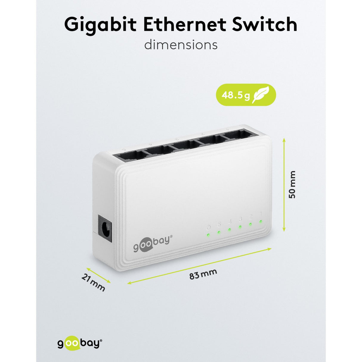 Goobay 5-poort gigabit ethernet switch (wit)
