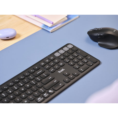 Vertrauen Sie der kabellosen Vaiya-Tastatur (schwarz, US-Layout (QWERTZ), 100 %, Bluetooth 2,4 GHz)