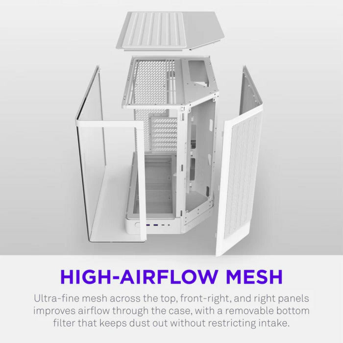Nzxt h6 rgb+ midi tower behuizing (wit | 2x usb-a | 1x usb-c | rgb | tempered glass)