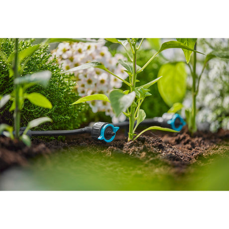 Gardena verstellbarer Serientropfer 1-8 l h, druckausgleichender Tropfer (schwarz türkis)
