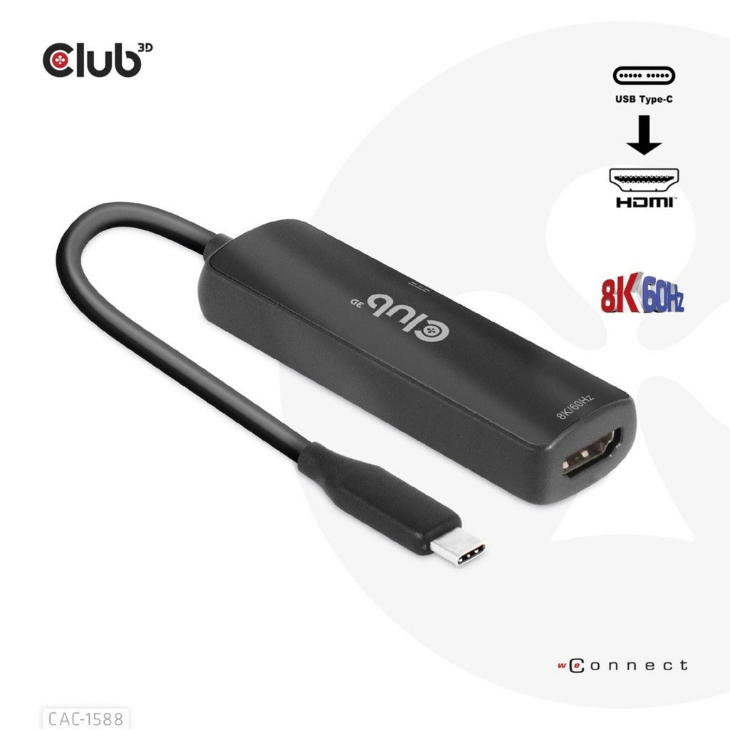 Club 3d usb-c naar hdmi 2.1+ pd 3.0 100 watt adapter (zwart)