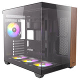 Antec cx800 Wood Argb Midi-Tower-Gehäuse (schwarze Holzfarbe | 1x USB-A | 1x USB-C | gehärtetes Glas)