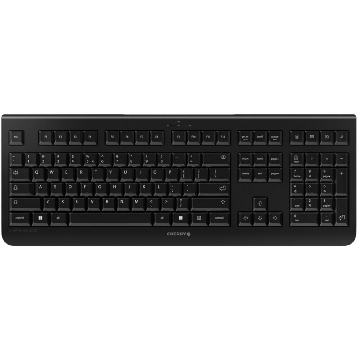 Cherry KW 3000, Tastatur (schwarz, EU-Layout (QWERTY), Rubber Dome, 2,4 GHz)