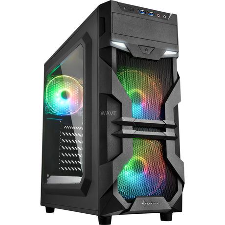 Sharkoon VG7-W RGB-Midi-Tower-Gehäuse (schwarz | 2x USB-A | RGB | Fenster)