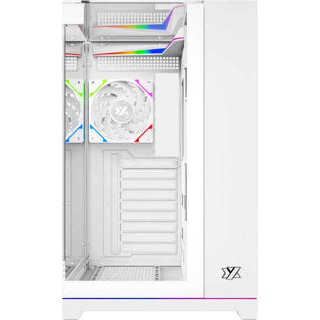 Xyz PC Gear Tesseract A-RGB Midi-Tower-Gehäuse (Weiß | 2x USB-A | 1x USB-C | RGB | Gehärtetes Glas)