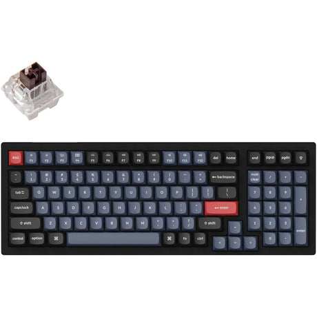 Mechanische Tastatur Keychron K4 Pro-H3 RGB (Schwarz, US-Layout (QWERTY), K Pro Braun, 96 %, RGB-LEDs, Hot-Swap, Double-Shot PBT, Bluetooth 5.1)