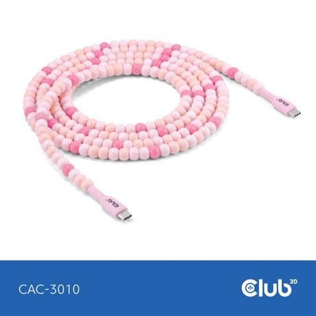 Club 3D USB-C Perlenkabel rosa, 2 Meter Kabel (rosa)