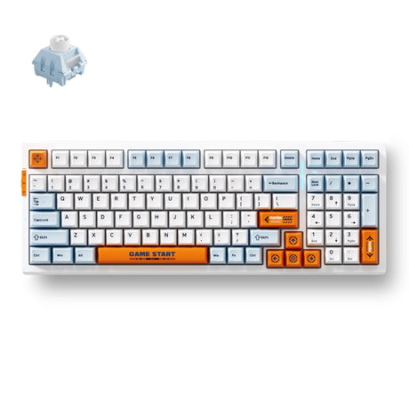 Mchose G98 Pro Orange Blue Snow Tiger Wireless Tri-Mode Custom Mechanical RGB Gaming-Tastatur (Blau, US-Layout (Qwerty), TTC Snow Tiger, RGB, Hot Swap, Double-Shot PBT, Wireless | Bluetooth | USB-C)