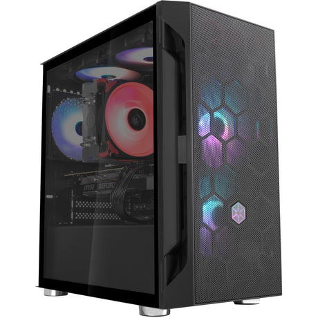 Silverstone sst-fah1mb-g Midi-Tower-Gehäuse (schwarz | 3x USB-A | gehärtetes Glas)