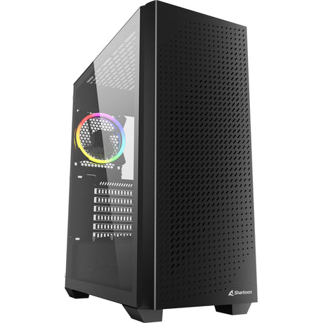 Sharkoon vs9 RGB schwarzes Midi-Tower-Gehäuse (schwarz | 2x USB-A | 1x USB-C | RGB | gehärtetes Glas)