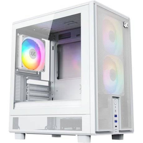 Xyz PC Gear Atom Midi-Tower-Gehäuse (weiß | 2x USB-A | 1x USB-C | gehärtetes Glas)