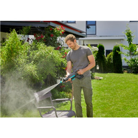 Gardena Aquaclean 24 18 V P4A Premium Set Hochdruckreiniger (Grau Türkis, 14800-31, Batterie im Lieferumfang enthalten)