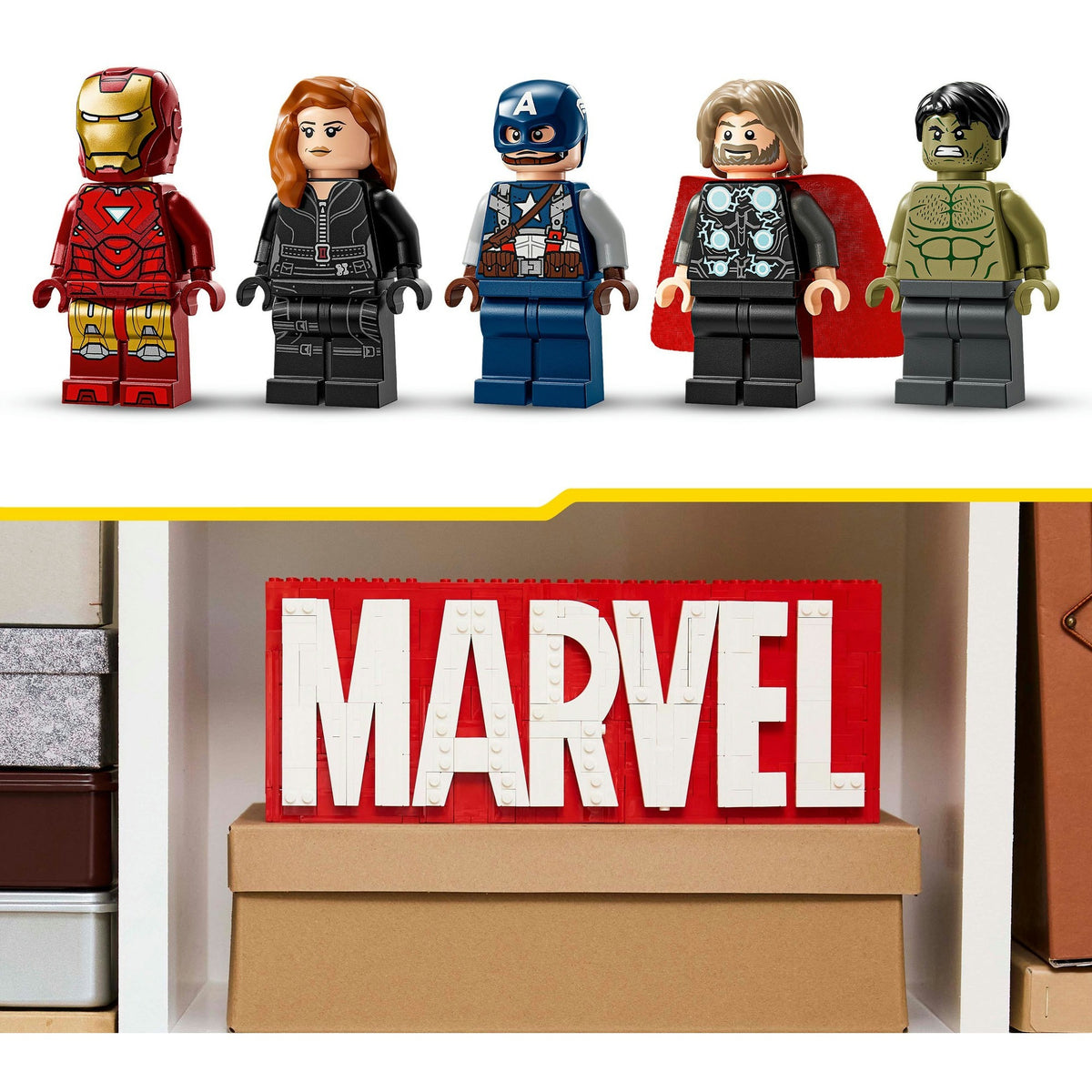 Lego Superhelden 76313 Marvel-Logo und Minifiguren