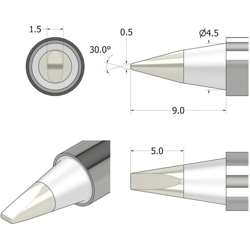 Ifixit Fixhub Lötspitze, meißelförmig, 1,5 mm Lötkolben (Silber)