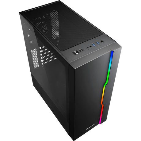 Sharkoon RGB Slider Midi-Tower-Gehäuse (schwarz | 3x USB-A | RGB | gehärtetes Glas)