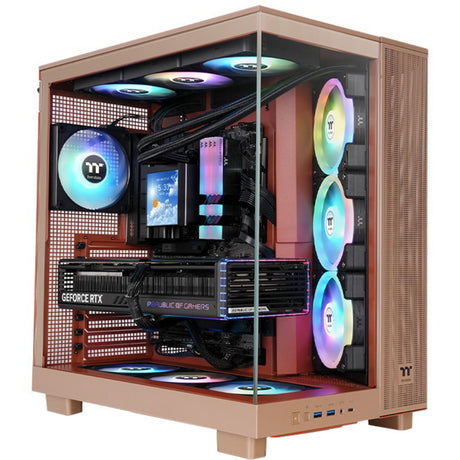 Thermaltake View 380 XL TG ARGB Gravel Sand Midi Tower Gehäuse (hellbraun | 2x USB-A | 1x USB-C | RGB | Fenster)