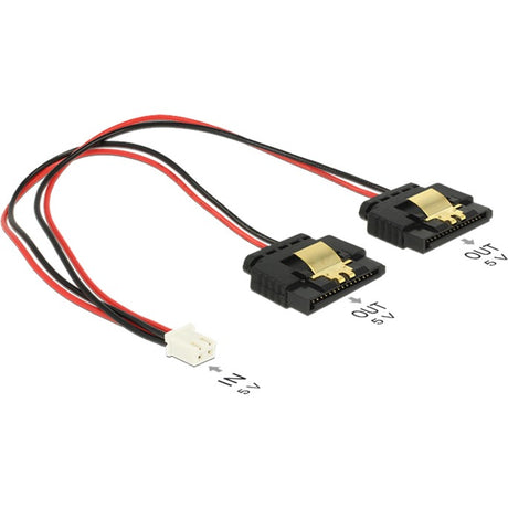 Delock Power 2 Pin Buchse > 2 x SATA 15 Pin Splitterkabel (schwarz rot, 0,2 Meter)
