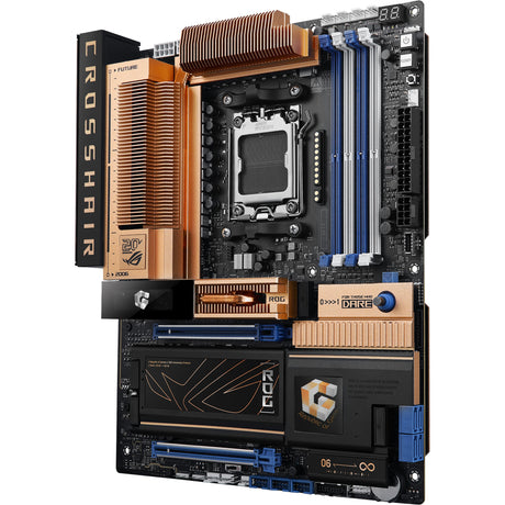 Asus rog crosshair 2006 socket am5 moederbord (zwart brons, raid, 5 gb-lan, 10 gb-lan, wi-fi 7, bt, sound, atx)