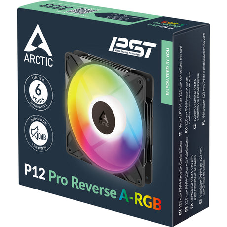 Arctic p12 pro reverse a-rgb case fan (zwart, 120 x 120 x 27 mm, pwm)