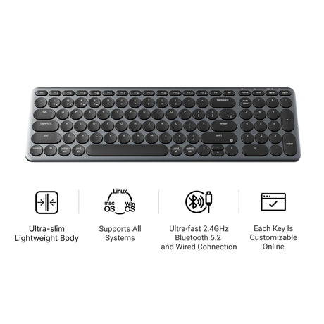 Tastatur Keychron B4 Pro-K8 (weiß, US-Layout (QWERTZ), Scherenschalter, 96 %, ABS-Tastenkappen, 2,4 GHz | Bluetooth | USB)