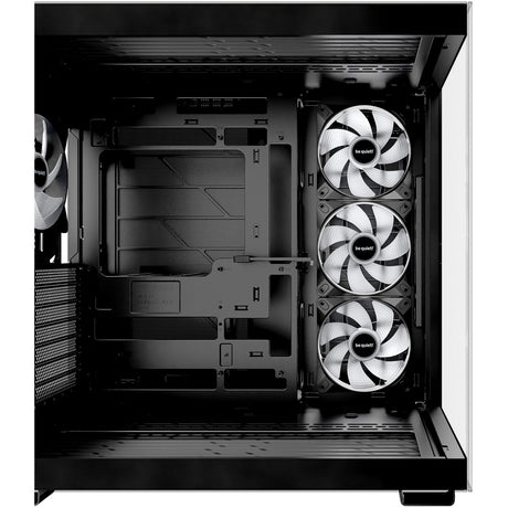 Ruhig sein! Lichtsockel 600 lx Midi-Tower-Gehäuse (schwarz | 2x USB-A | 1x USB-C | RGB | Fenster)