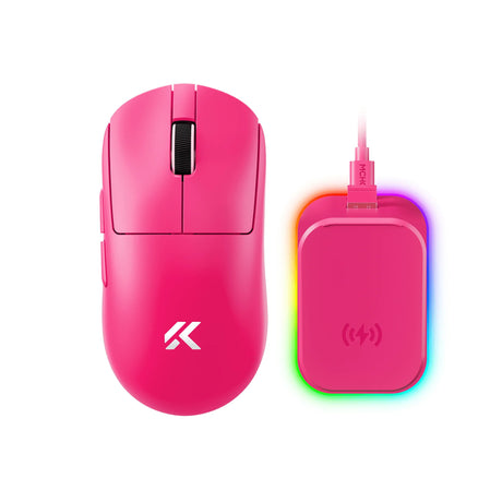 Mchose A7 V2 Ultra+ Gaming-Maus (Rosa, 42.000 dpi, 8K, 2,4 GHz Bluetooth USB-C)