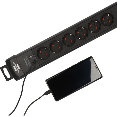 Brennerstuhl premium-line Steckdosenleiste 6-fach mit USB-C PD 30W und USB-A 18W Steckdosenleiste (schwarz, 1x USB-A, 1x USB-C)