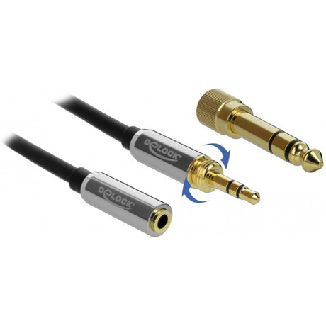 Delock Stereo Klinke 3,5 mm 3 Pin Stecker > Buchse Verlängerungskabel (schwarz, 0,5 Meter)