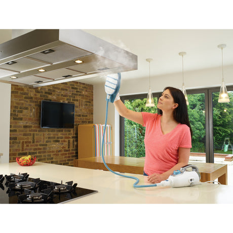Black+Decker 1600 W Steam-Mop BHSM1615DAM-QS Dampfreiniger (weiß blau, inkl. Steamitt, Delta-Fuß und 17 Zubehörteile)