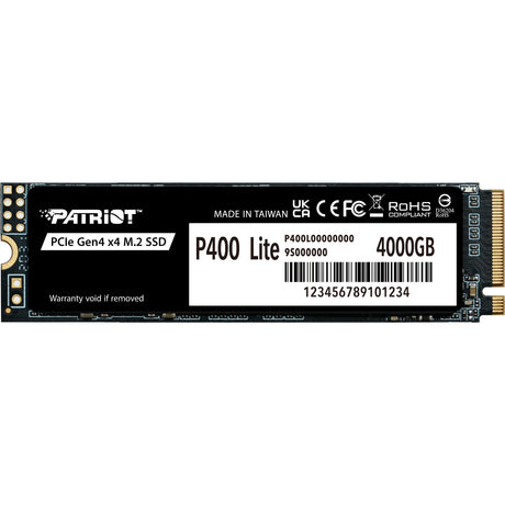 Patriot p400 lite 4 TB SSD (schwarz und weiß, p400lp4kgm28h, PCIe 4.0 x4, NVME 1.4, M.2 2280)