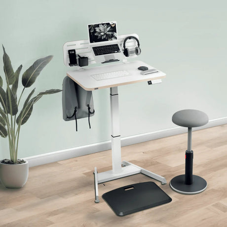 Leitz Ergo Sitz-Steh-Schreibtisch elektrisch – höhenverstellbar – kleiner Schreibtisch – mit Memory-Funktion – 80 x 60 cm – weiß