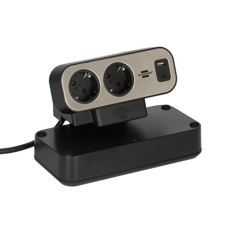 Brennerstuhl ®estilo Duplex-Steckdosenleiste mit Schalter und USB-C (Steckdosenleiste mit USB-C Power Delivery für schnelles Laden, 1x USB-C und 1x USB-A, 10x Steckdosen, 2m Kabel)