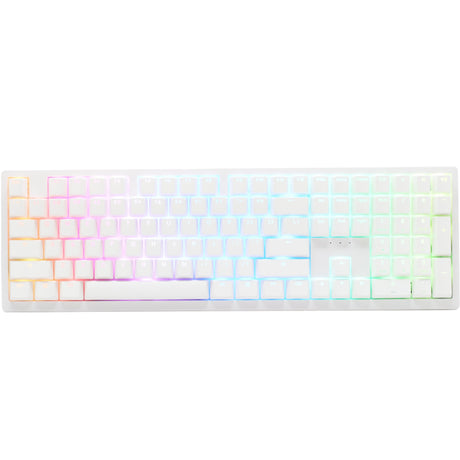 Ducky Zero 6108 reinweiße mechanische RGB-Gaming-Tastatur (weiß, US-Layout (QWERTY), Cherry MX2A rot, 100 %, RGB-LEDs, Double-Shot-PBT, Hot-Swap, 2,4 GHz | Bluetooth | USB-C)